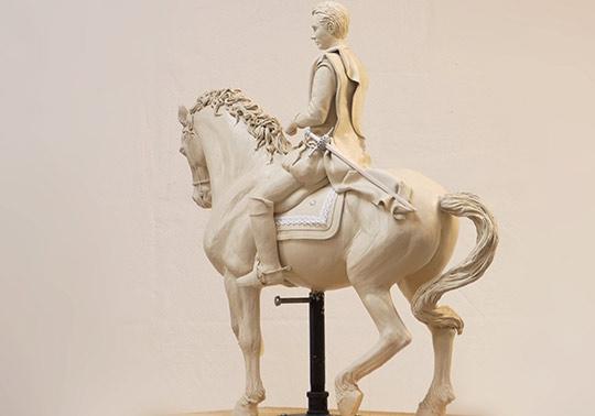  historische personage prins Maurits te paard, sculptuur, beeld, model 